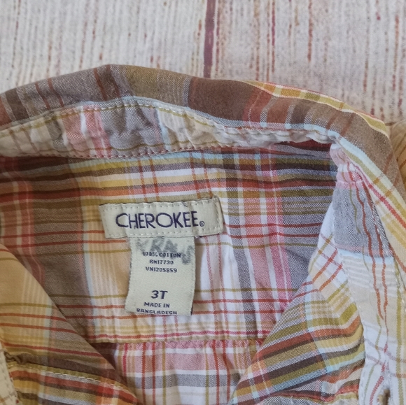 Cherokee long sleeve plaid shirt sz 3T - Picture 2 of 3